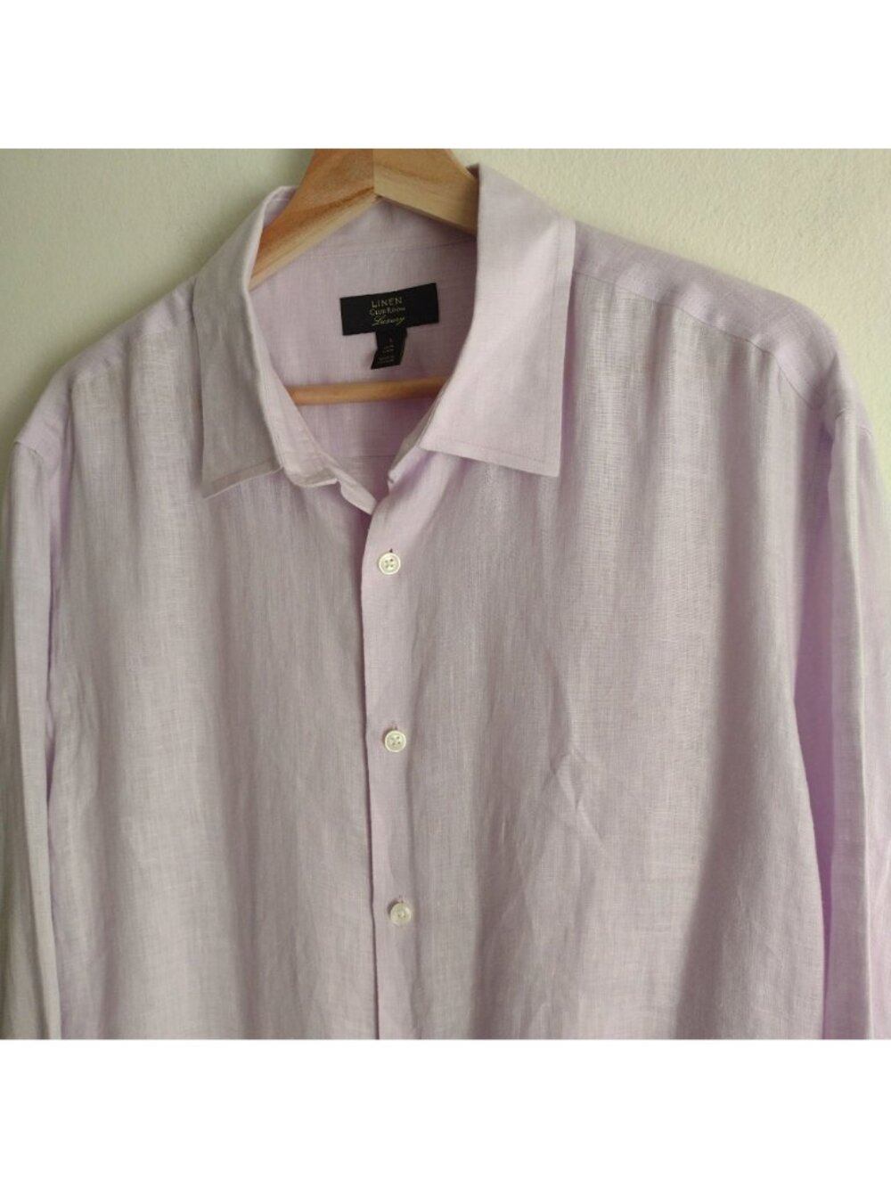 Club Room Mens Linen Shirt L Relaxed FIt Lavender Purple Preppy Dress Top - Picture 6 of 10